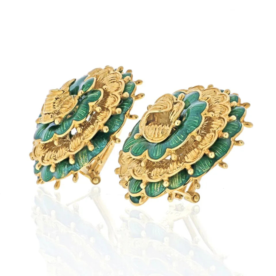 Tiffany 18K Yellow Gold Vintage Flower Earrings - The Back Vault