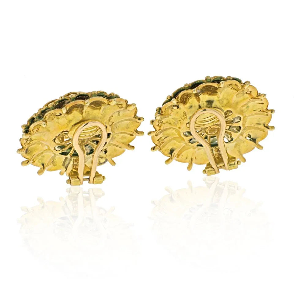 Tiffany 18K Yellow Gold Vintage Flower Earrings - The Back Vault
