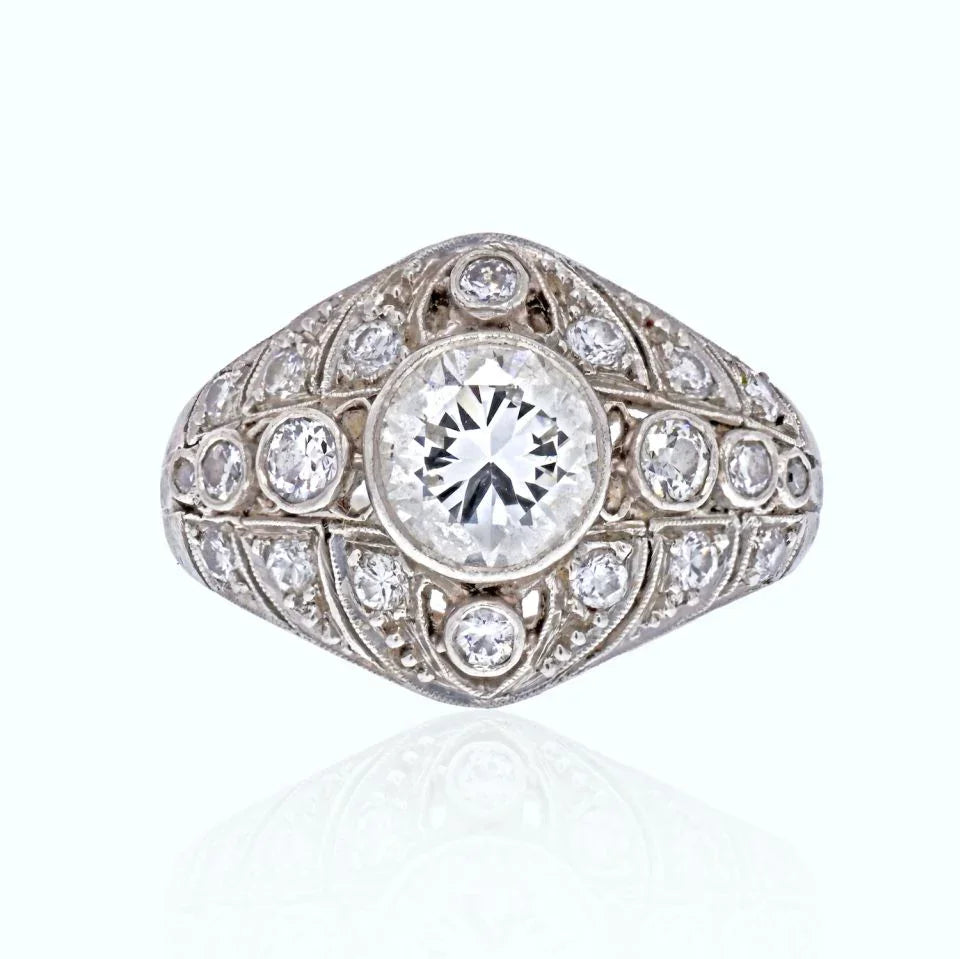 Platinum 1930's Art Deco Diamond Engagement Ring - The Back Vault