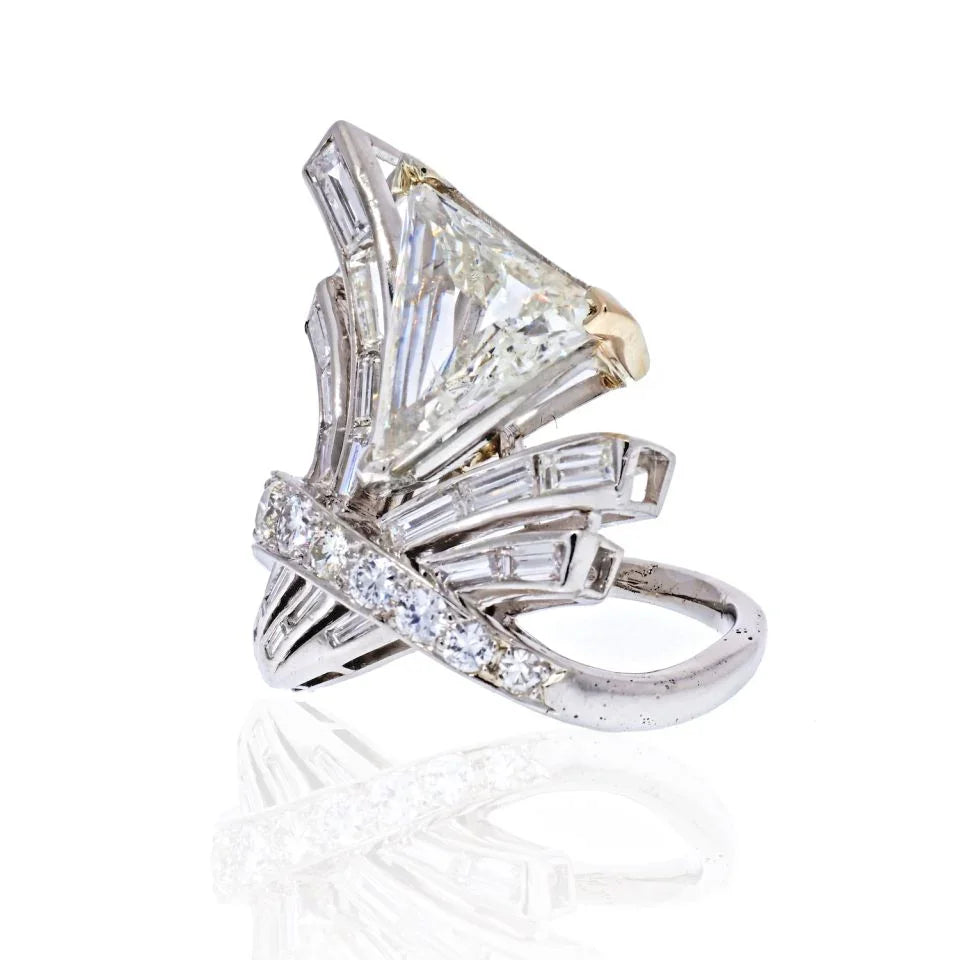 Platinum Large Trilliant Cut Diamond Statement Ring - The Back Vault