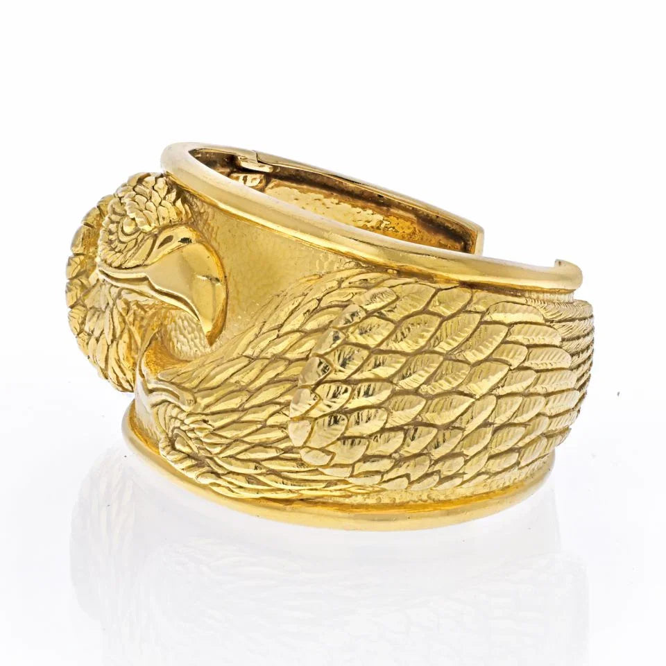 David Webb 18K Yellow Gold Twin Eagle Cuff Bracelet - The Back Vault