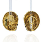 David Webb Platinum & 18K Yellow Gold Black Enamel Seashell Earrings - The Back Vault