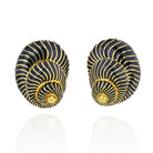 David Webb Platinum & 18K Yellow Gold Black Enamel Seashell Earrings - The Back Vault