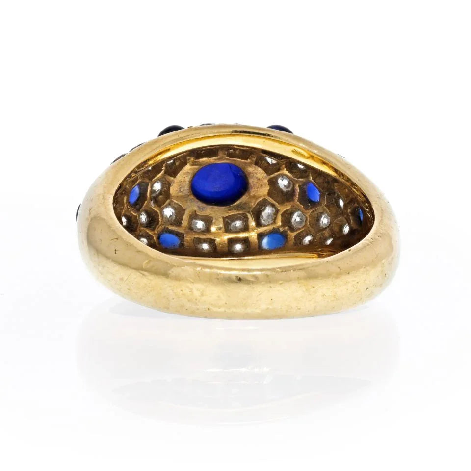 Cartier 18K Yellow Gold Cabochon Sapphire Diamond Ring - The Back Vault