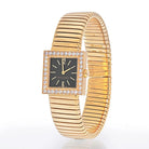 Bvlgari 18K Yellow Gold SQ 22 2T Quadrato Tubogas Diamond Bezel Women Watch - The Back Vault