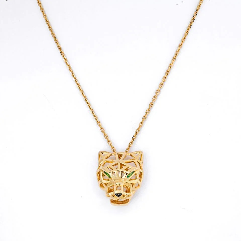 Cartier 18K Yellow Gold Skeleton Panthere On A Chain Necklace - The Back Vault