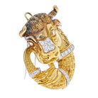 David Webb Platinum & 18K Yellow Gold Taurus Bull Diamond Brooch And Pendant - The Back Vault