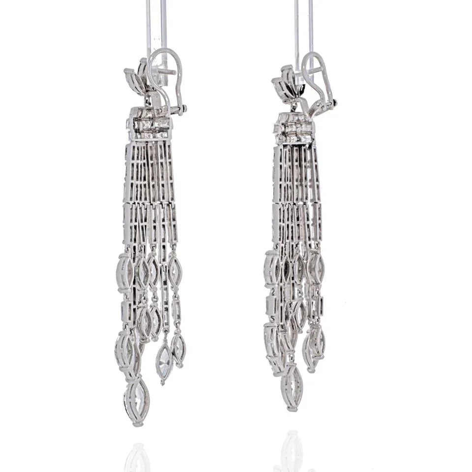 Platinum 27 Carat Diamond Hanging Chandelier Estate Earrings - The Back Vault