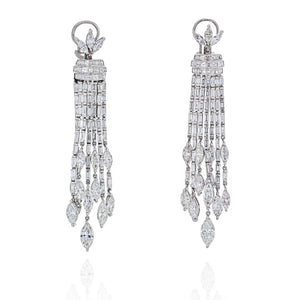 Platinum 27 Carat Diamond Hanging Chandelier Estate Earrings