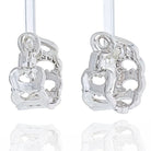 Cartier 18K White Gold Double C Diamond Hoop Earrings - The Back Vault