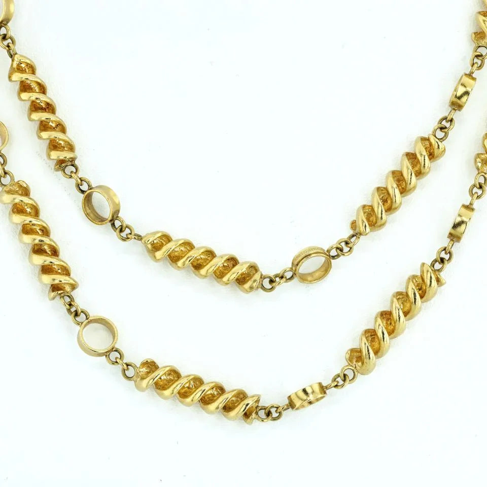 Tiffany & Co. Schlumberger 18K Yellow Gold Stylized 38 Inch Cork Screw Necklace - The Back Vault