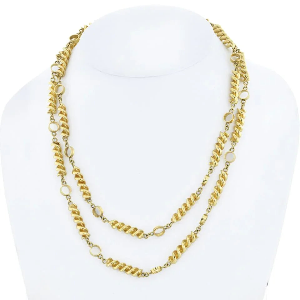 Tiffany & Co. Schlumberger 18K Yellow Gold Stylized 38 Inch Cork Screw Necklace - The Back Vault
