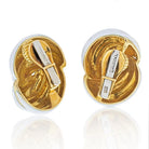 18K Yellow Gold White Enamel Swirl Earrings - The Back Vault