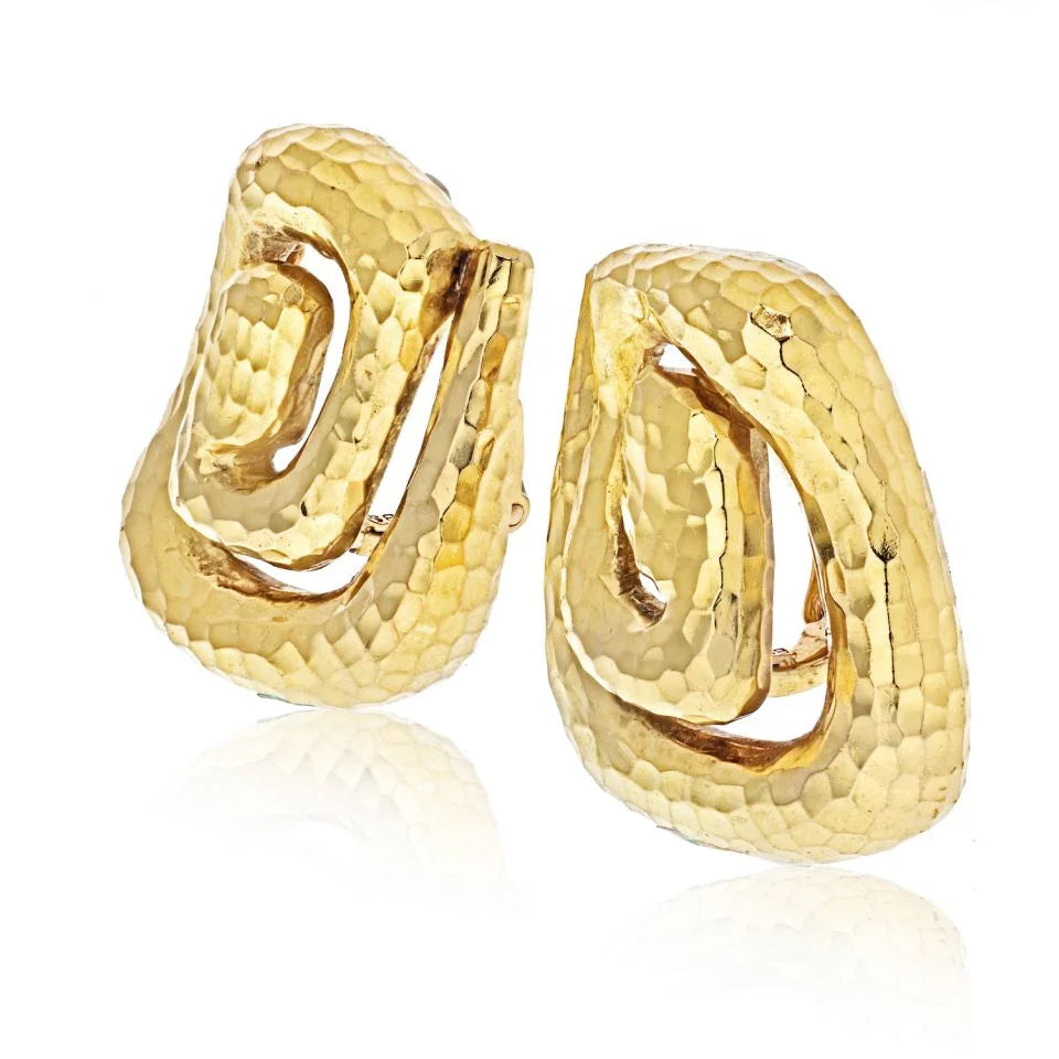 David Webb 18K Yellow Gold Swirl Earrings - The Back Vault