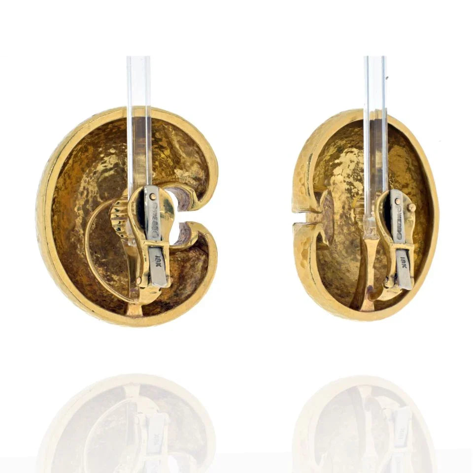 David Webb 18K Yellow Gold Crescent Oversized Earrings - The Back Vault