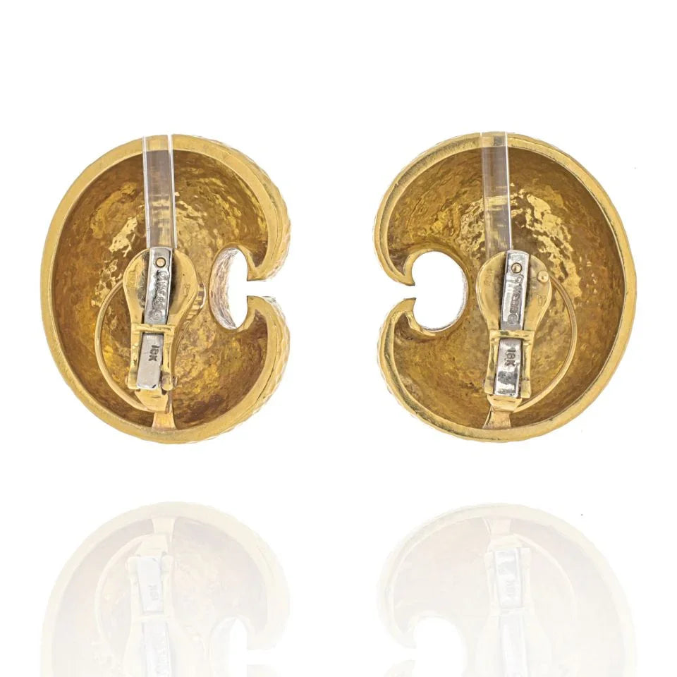 David Webb 18K Yellow Gold Crescent Oversized Earrings - The Back Vault