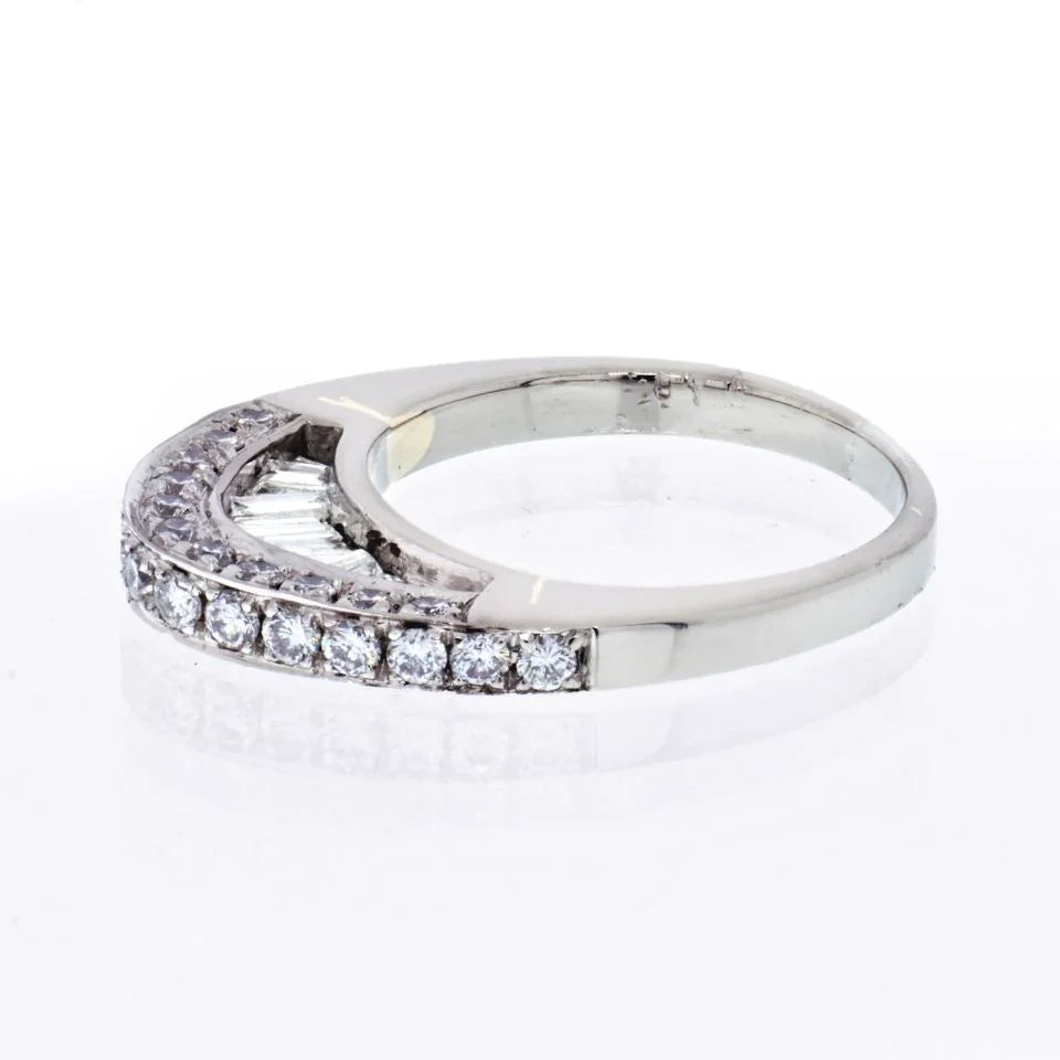 Platinum Arched Pave And Baguette Wedding Ring - The Back Vault