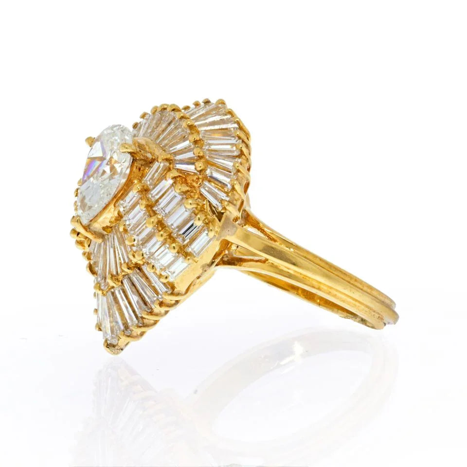 Oscar Heyman 18K Yellow Gold 1.27ct Pear Cut Ballerina Ring - The Back Vault