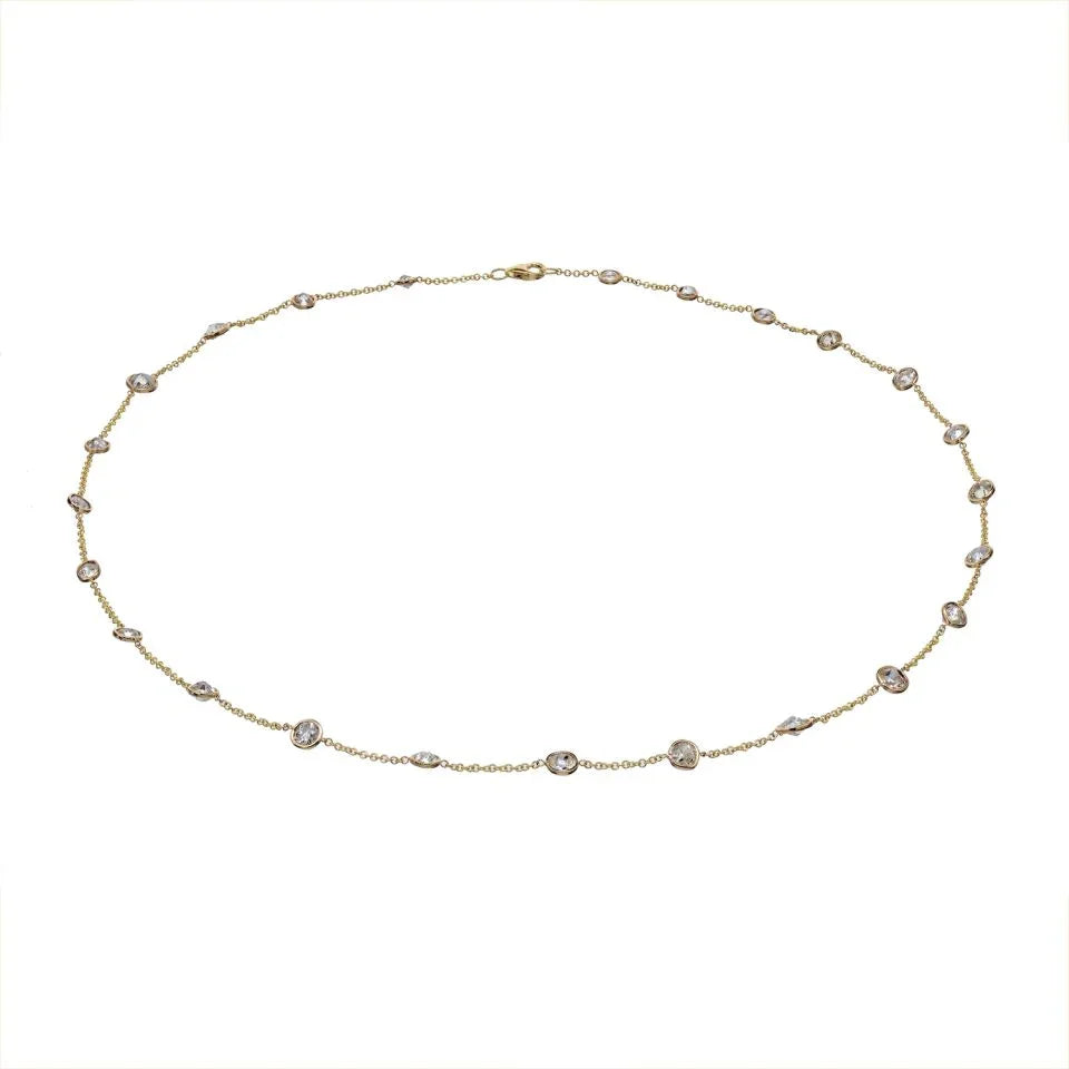 18K Yellow Gold 24 Old Cut Diamonds by the Yard Necklace - The Back Vault