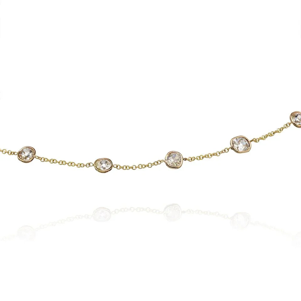 18K Yellow Gold 24 Old Cut Diamonds by the Yard Necklace - The Back Vault