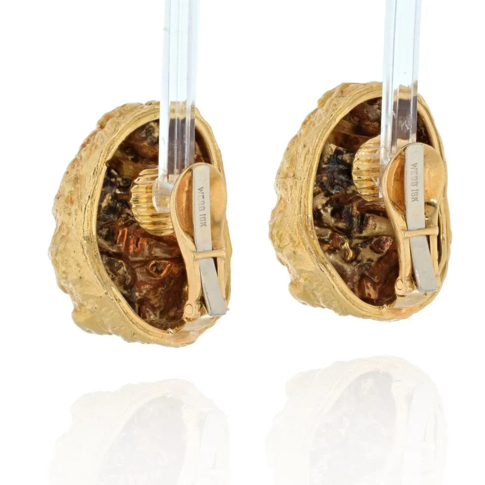 David Webb 18K Yellow Gold Dome Nugget Clip On Earrings - The Back Vault