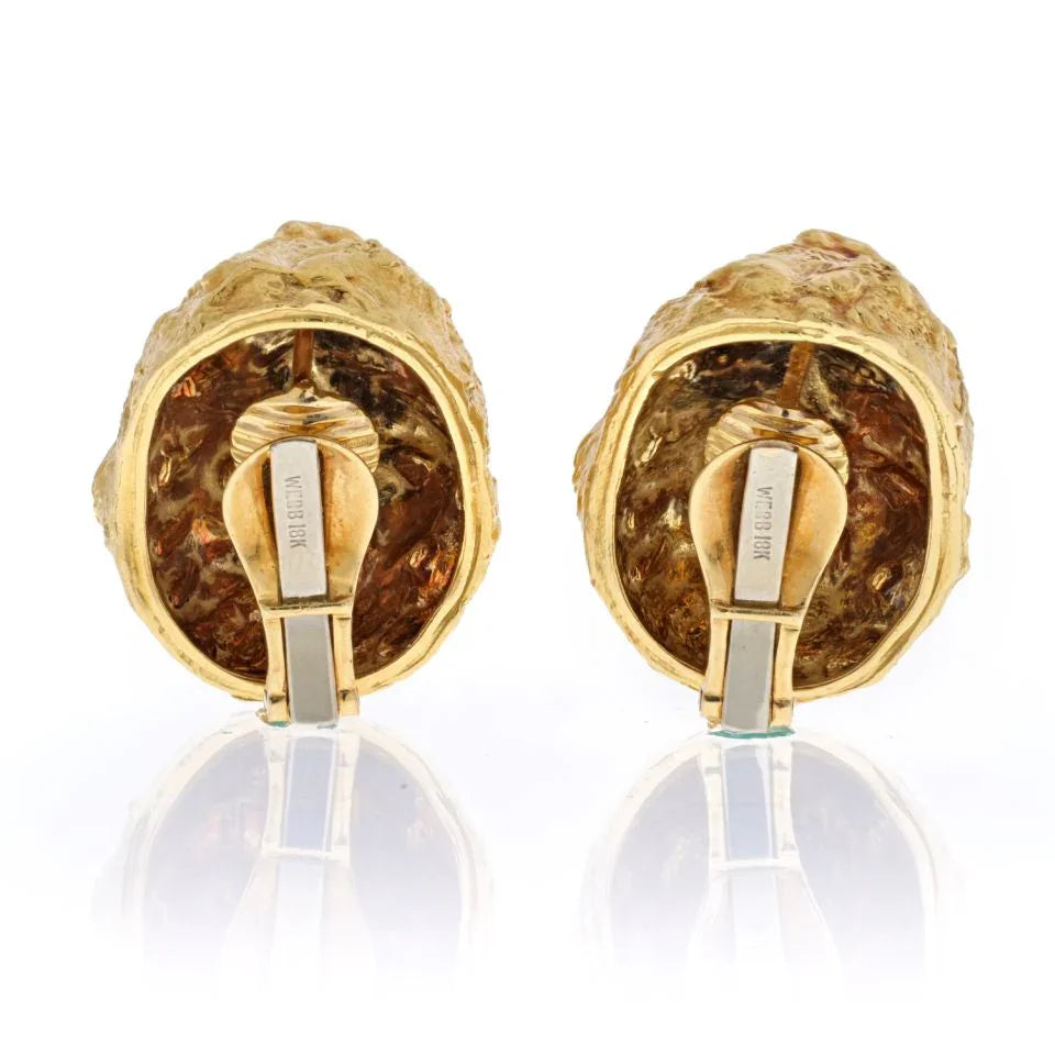 David Webb 18K Yellow Gold Dome Nugget Clip On Earrings - The Back Vault