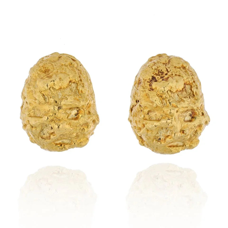 David Webb 18K Yellow Gold Dome Nugget Clip On Earrings - The Back Vault