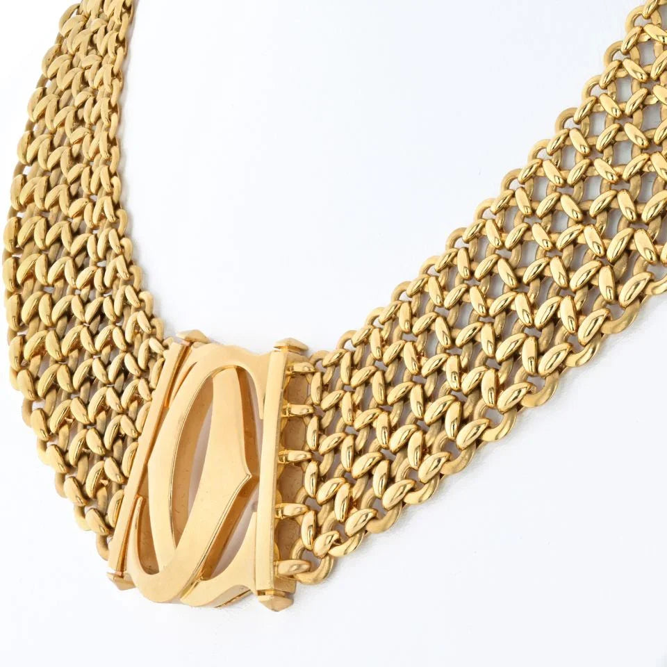 Cartier 18K Yellow Gold Double C Five Row Wide Link Penelope Necklace - The Back Vault