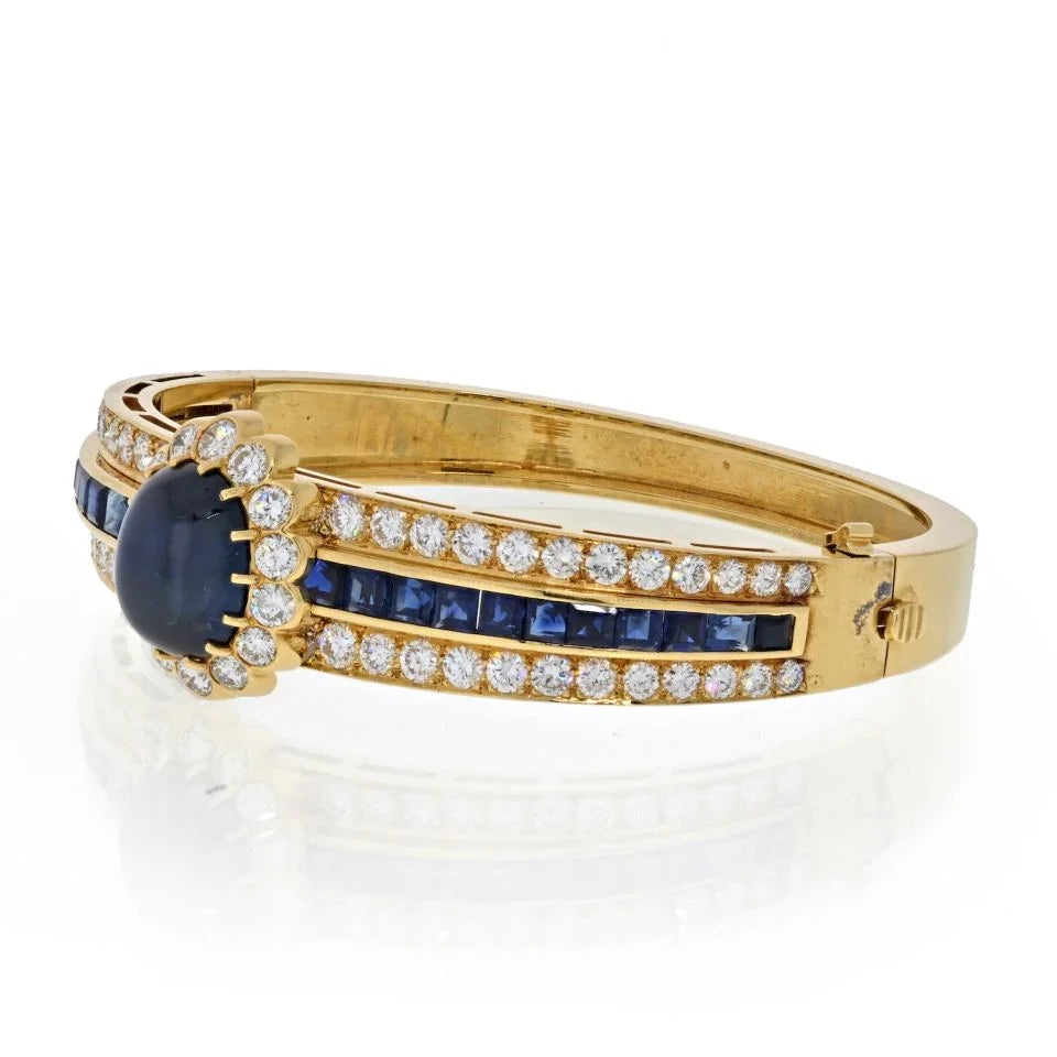 Van Cleef & Arpels 18K Gold Cabochon Sapphire And Diamond Vintage Bracelet - The Back Vault