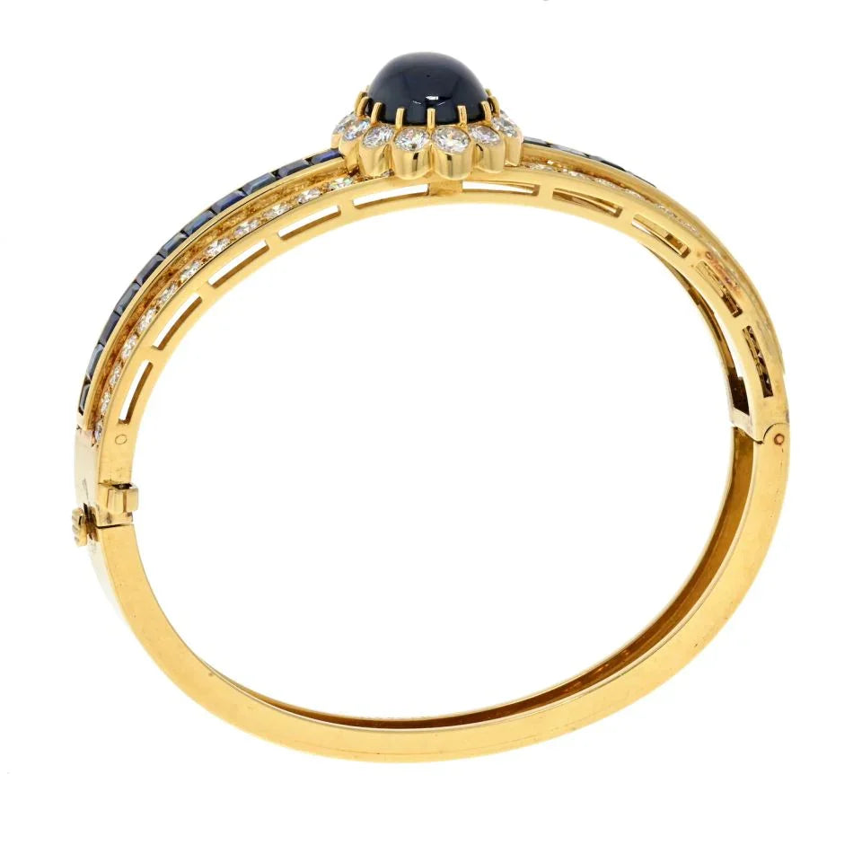 Van Cleef & Arpels 18K Gold Cabochon Sapphire And Diamond Vintage Bracelet - The Back Vault