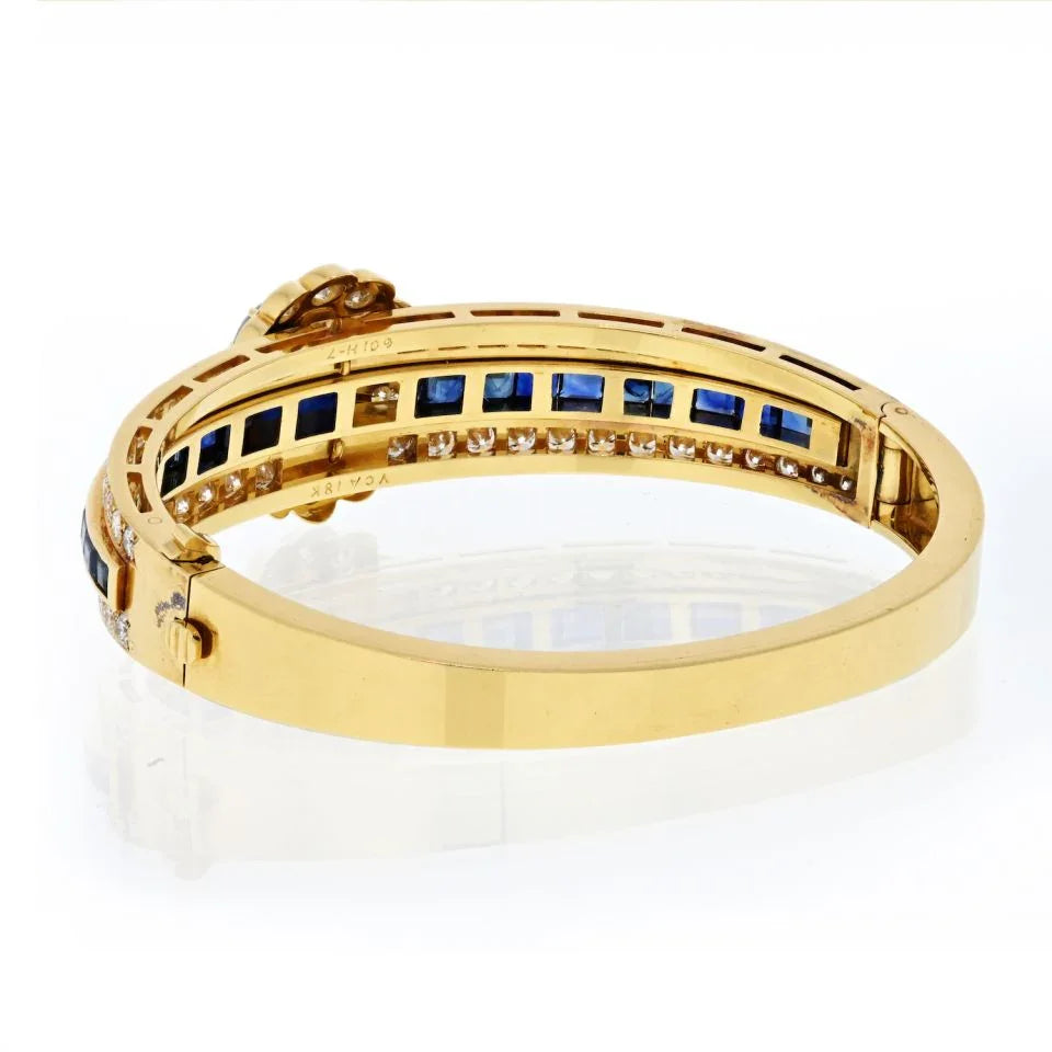 Van Cleef & Arpels 18K Gold Cabochon Sapphire And Diamond Vintage Bracelet - The Back Vault