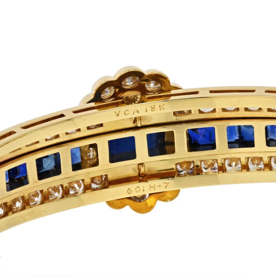Van Cleef & Arpels 18K Gold Cabochon Sapphire And Diamond Vintage Bracelet - The Back Vault