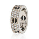 Cartier Love 18K White Gold Diamond And Black Ceramic Band Ring - The Back Vault
