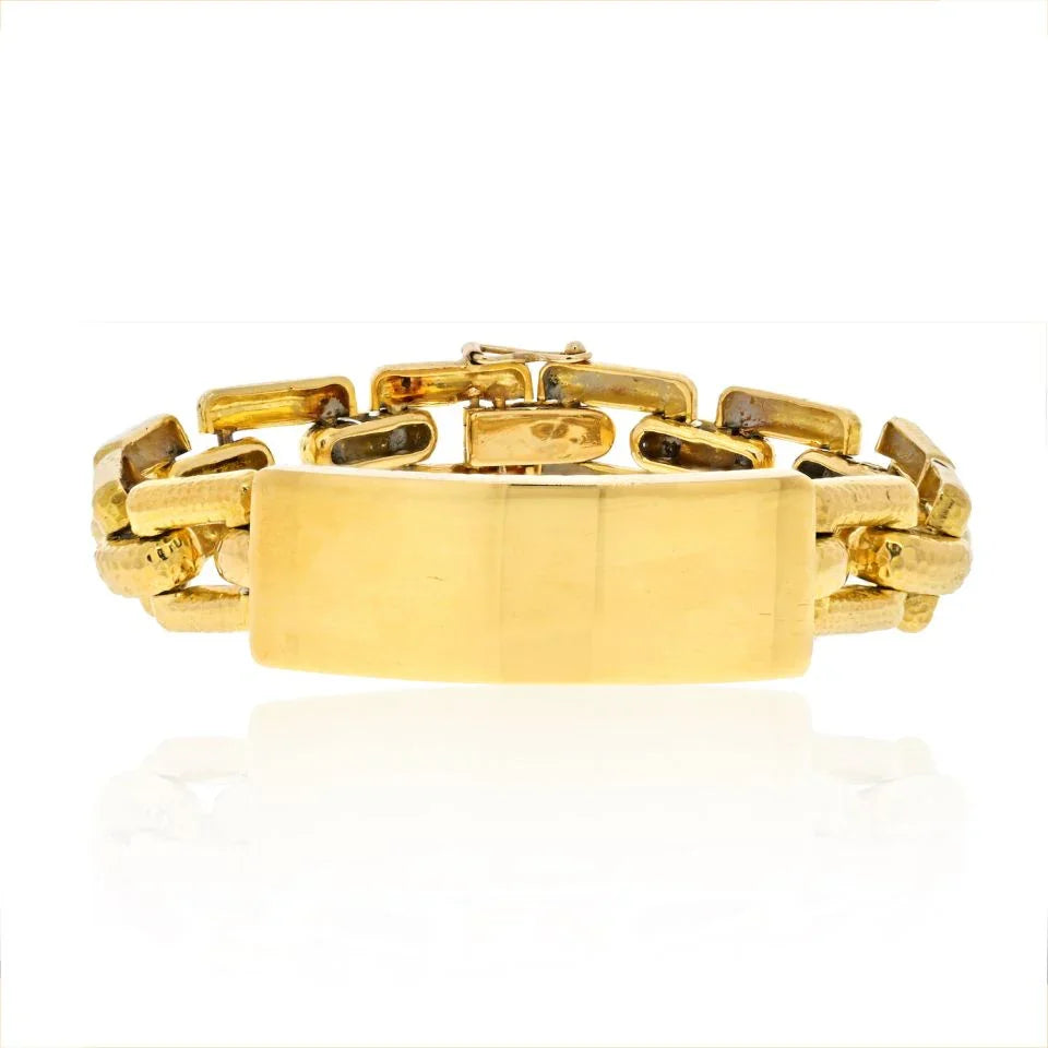 David Webb 18K Yellow Gold Square Open Link Nameplate Bracelet - The Back Vault