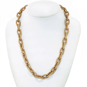 18K Yellow Gold 85 Carat Oval Diamond Link Chain Necklace