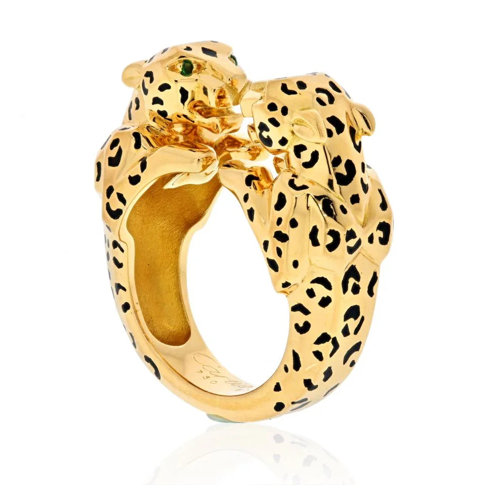 Cartier 18K Yellow Gold Double Panthere Ring - The Back Vault