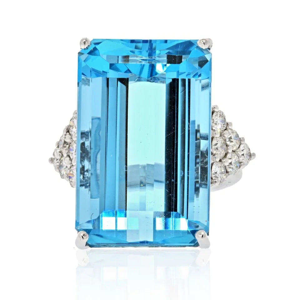 Aqua 14K White Gold Ring - The Back Vault