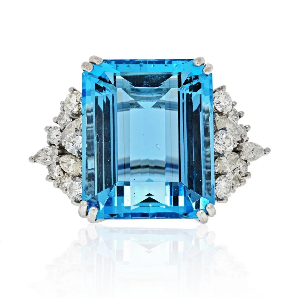 Aqua Platinum Ring - The Back Vault