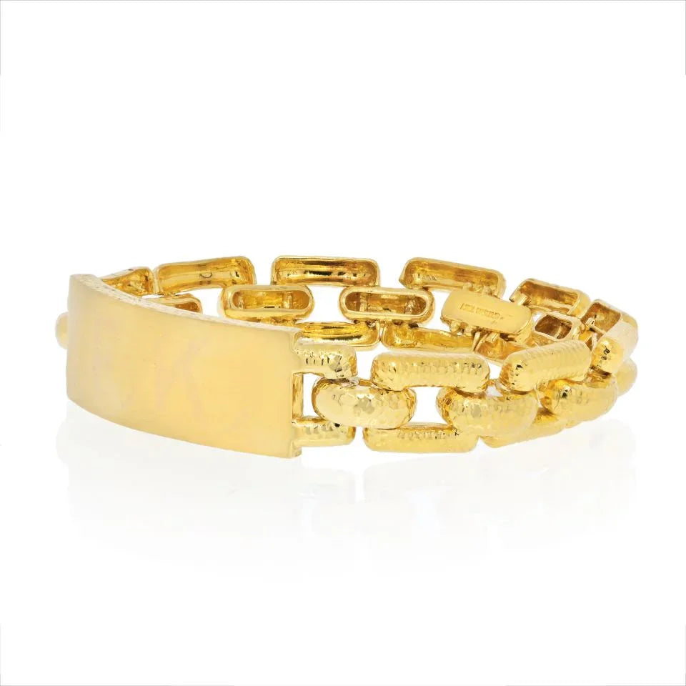 David Webb 18K Yellow Gold Satin Finish ID Tag Chain Bracelet - The Back Vault