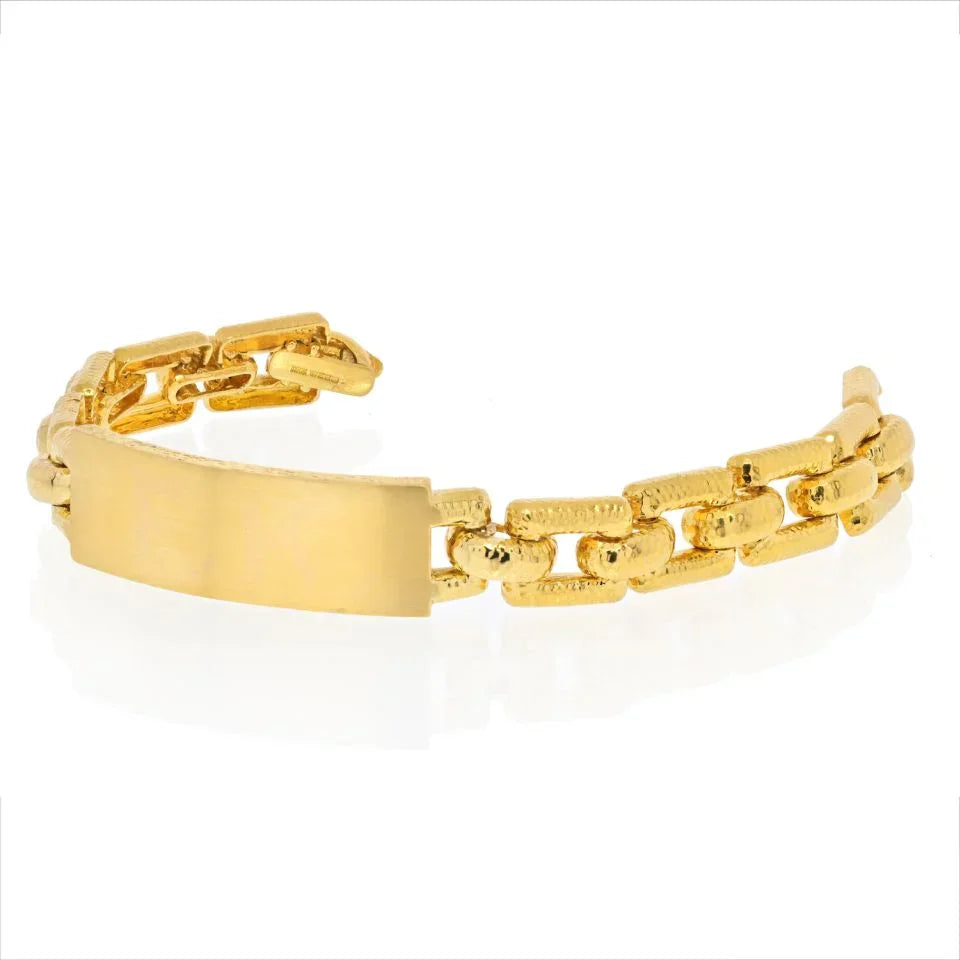 David Webb 18K Yellow Gold Satin Finish ID Tag Chain Bracelet - The Back Vault