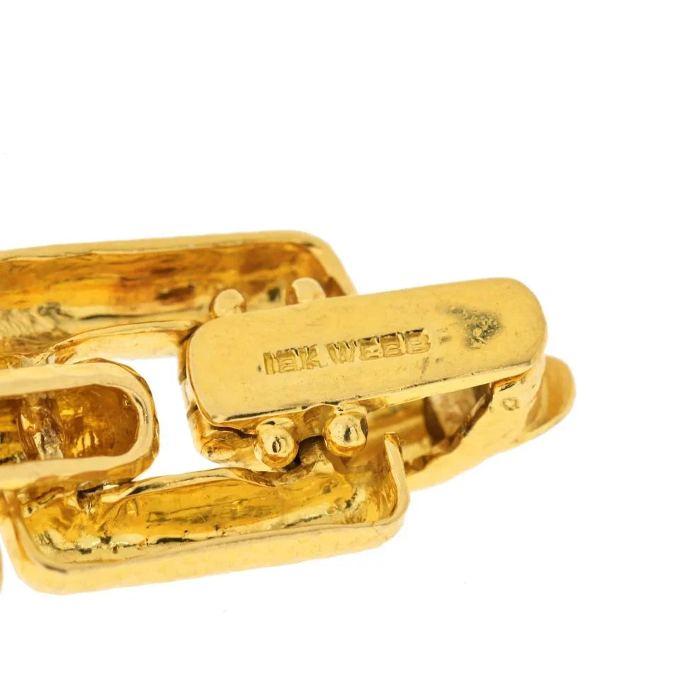 David Webb 18K Yellow Gold Satin Finish ID Tag Chain Bracelet - The Back Vault