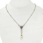 Cartier 18K White Gold Pearl And Diamond Drop Pendant Necklace - The Back Vault