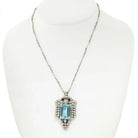 Platinum 1940's 25 Carat Aquamarine In A Diamond Frame Pendant - The Back Vault