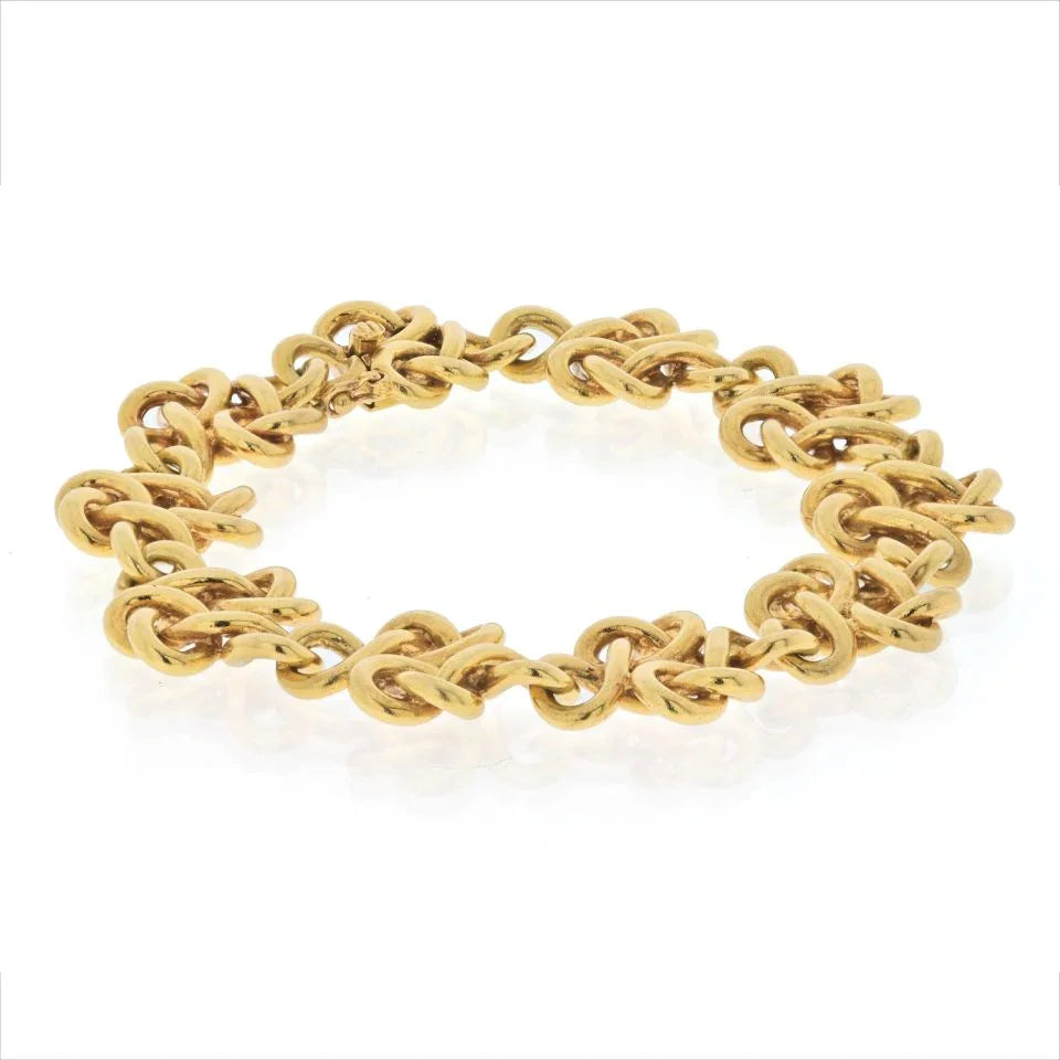 Van Cleef & Arpels 18K Yellow Gold Delicate Braided Open Link Bracelet - The Back Vault