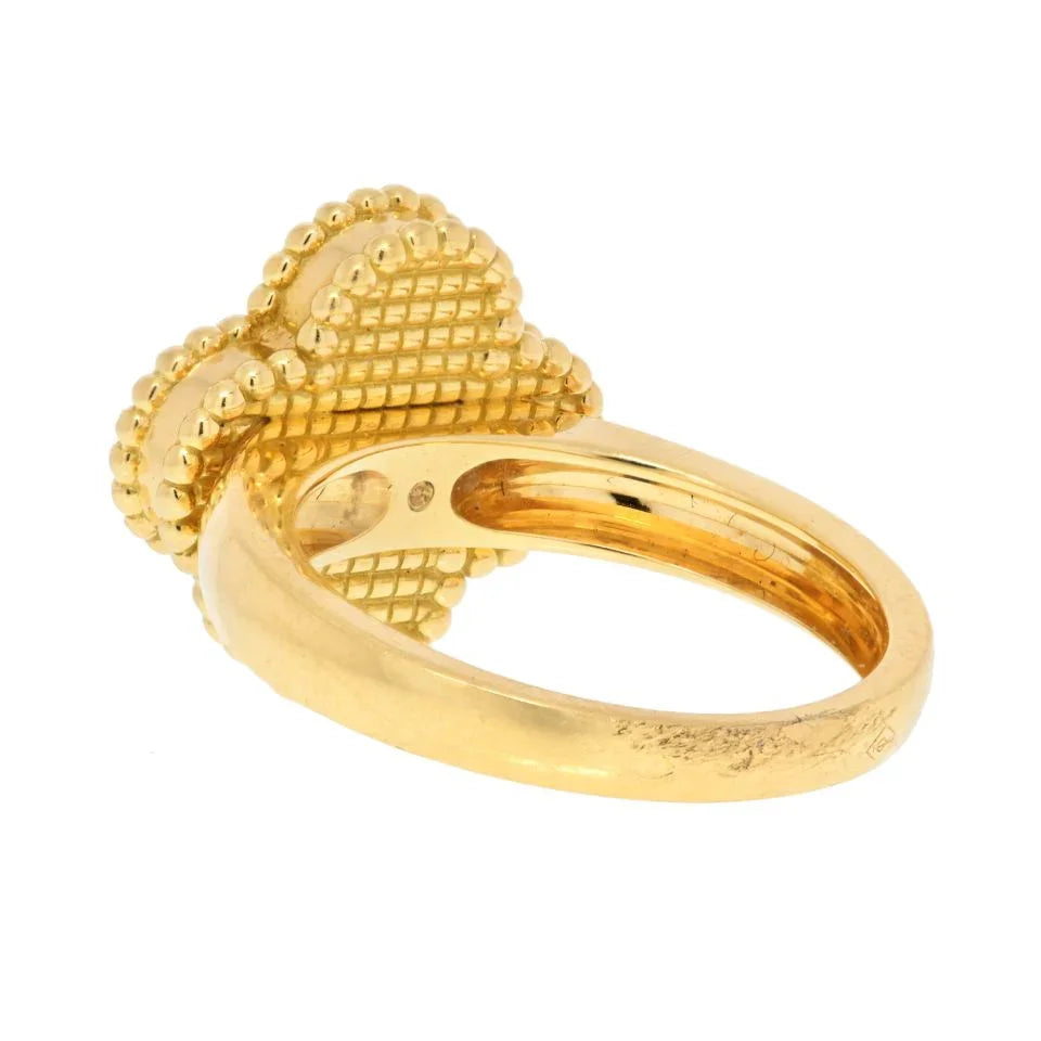 Van Cleef & Arpels Alhambra 18K Yellow Gold Alhambra Malachite Diamond Ring - The Back Vault