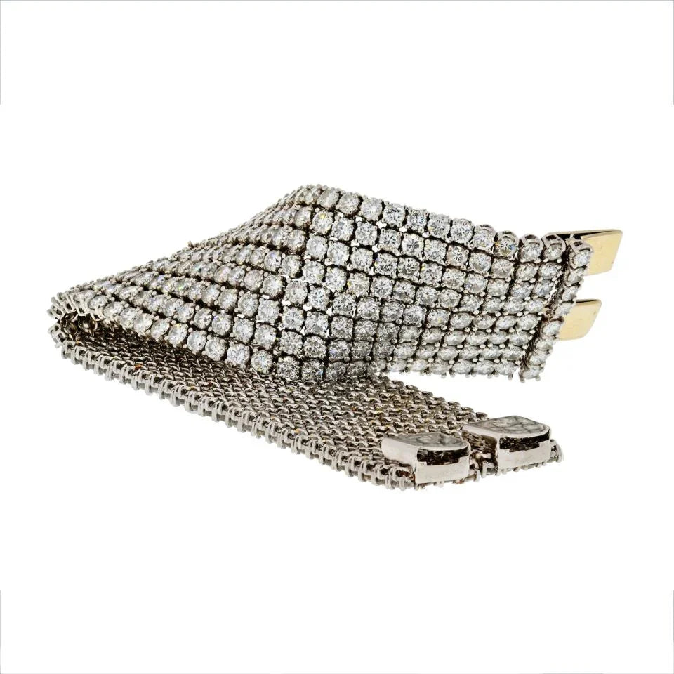 Platinum 55 Carat Diamond Carpet Multi Row Bracelet - The Back Vault