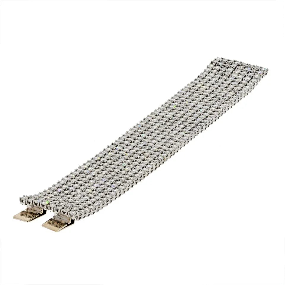 Platinum 55 Carat Diamond Carpet Multi Row Bracelet - The Back Vault