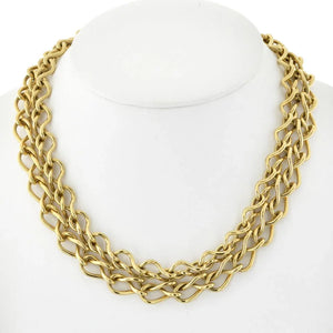 Cartier 18K Yellow Gold Double High Polished Twisted Chain Collar Necklace