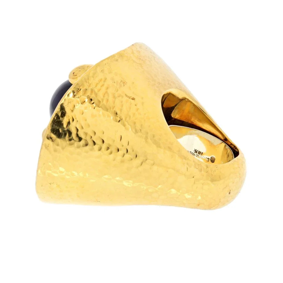 David Webb 18K Yellow Gold Large Cabochon Amethyst Ring - The Back Vault