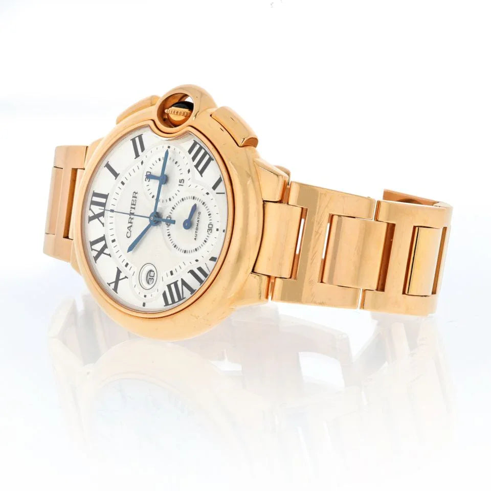 Cartier 18K Rose Gold Ballon Bleu 44mm Chrono W6920010 Men Watch - The Back Vault